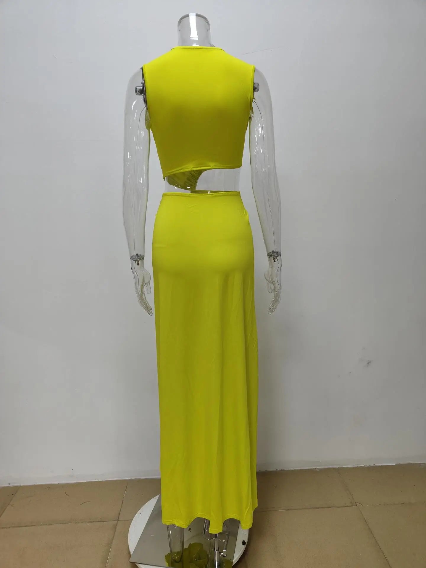 New Summer Elegant Women Sexy Deep V Cut Out Slit Maxi Dress Fashion Casual Sleeveless Waist Hollow Out Outfits Lady Long Dress