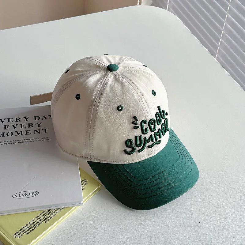 Letter Colorblock Kids Baseball Cap Summer Sunshade Toddler Peaked Hat Korean Embroidered Children Sun Hats