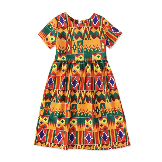 African Clothing National Print Summer Bohemian Style Kids African Kanga Clothes Beach Dress Vacation Hoilday Party Costume