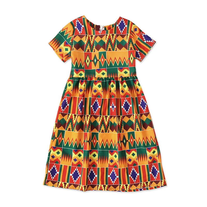 African Clothing National Print Summer Bohemian Style Kids African Kanga Clothes Beach Dress Vacation Hoilday Party Costume