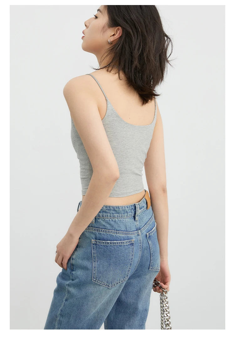 CHIC VEN Women's Tanks New Loose Short Camis Sleeveless Solid Crop Top Woman Clothing Spring Summer 2023
