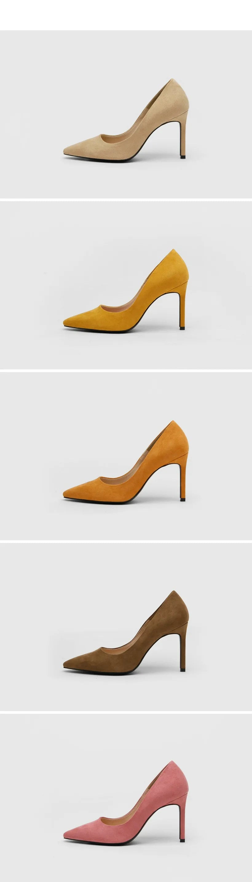 2025 Flock Leather Heels Women Pumps Bucket Pointed Toe High Heels Sexy Lady Shoes Thin Heels Chaussure Femme Autumn