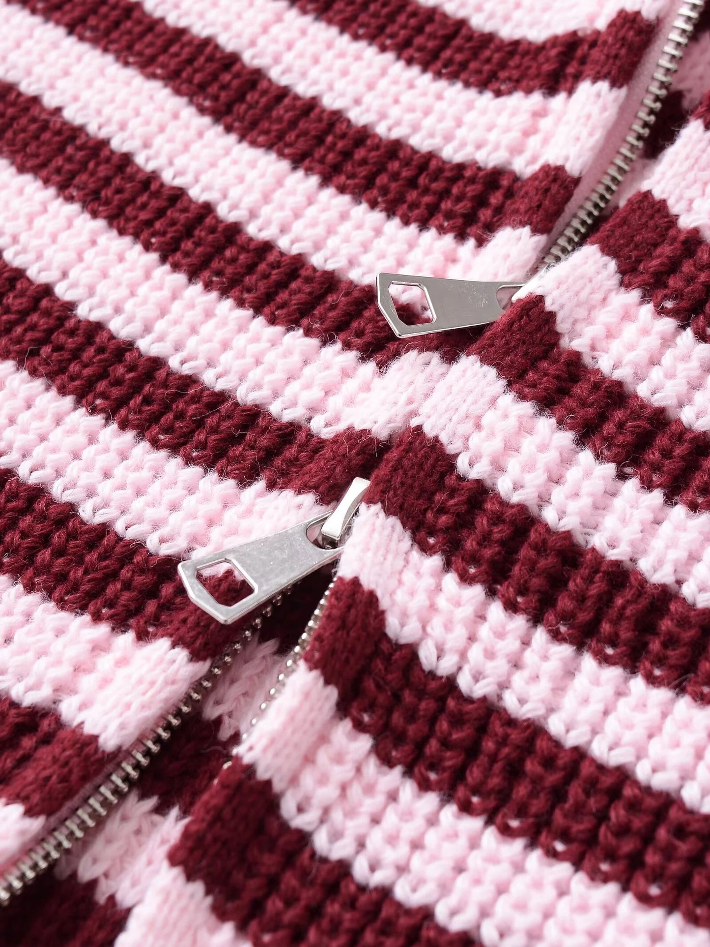 Spring New Arrivals Women's Loose and Lazy Style Sweater Cardigan Flared Lapel Long Sleeve Double Chain Stripe Knit Coat
