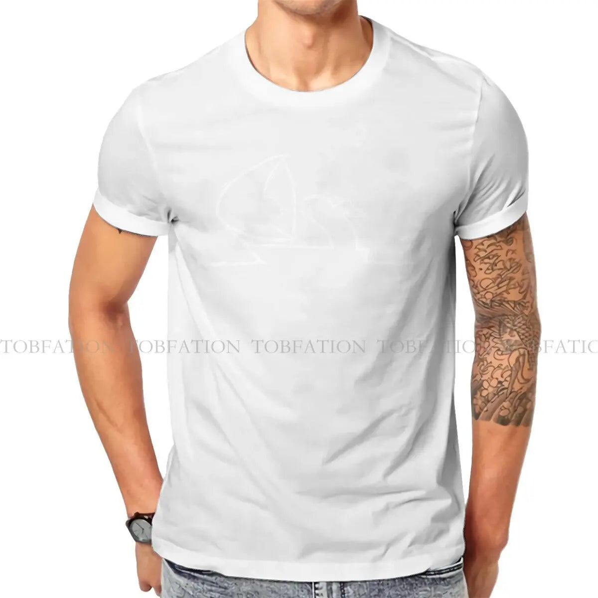Sailing TShirt For Men La Linea The Line Osvaldo Cavandoli TV Camisetas Style T Shirt Comfortable Print Loose