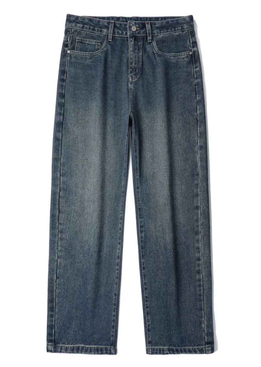 Mens Elastic Waist Jeans Relaxed Fit Men's Blue Jeans with Elastic Waist with Zipper and Button