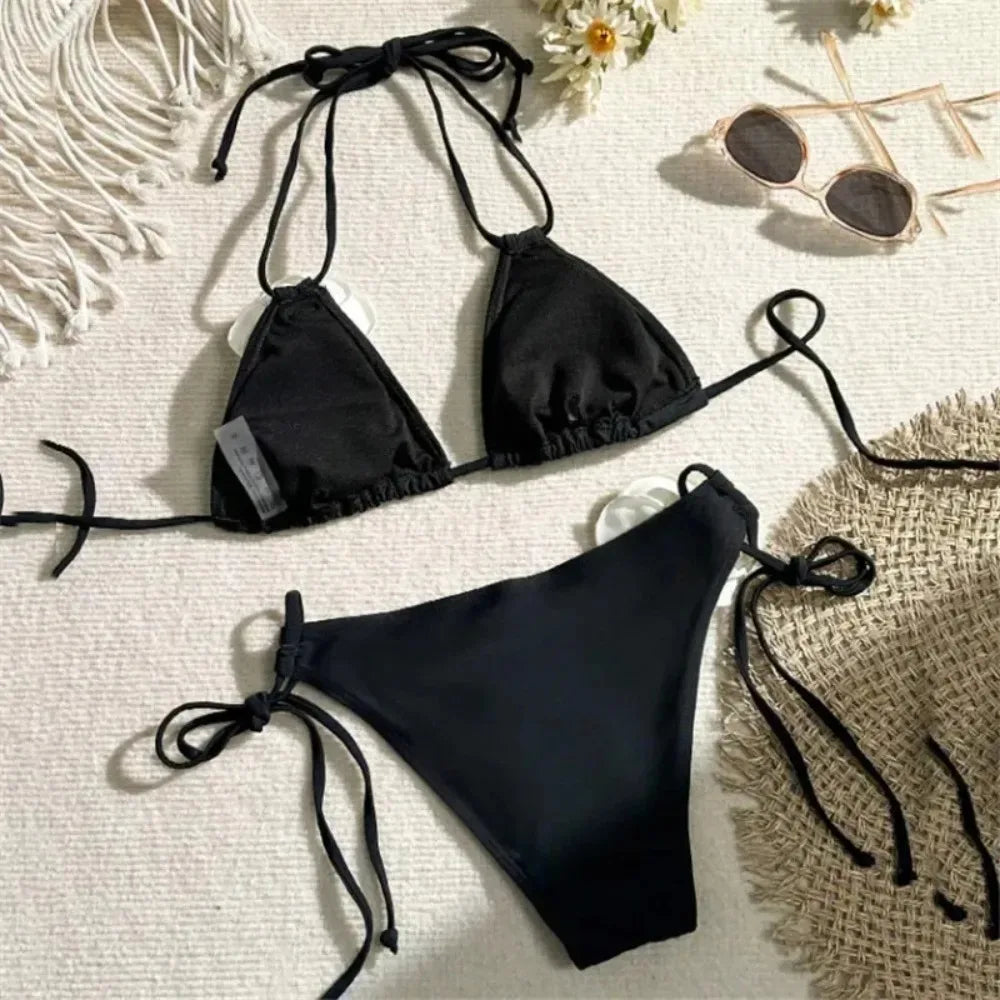 Sexy Rose Flower Bikini Beachwear  Swimwear Thong Bikini Women Swimsuits Swimming Bathing  Brazilian Bikinis Set Mujer Biquini