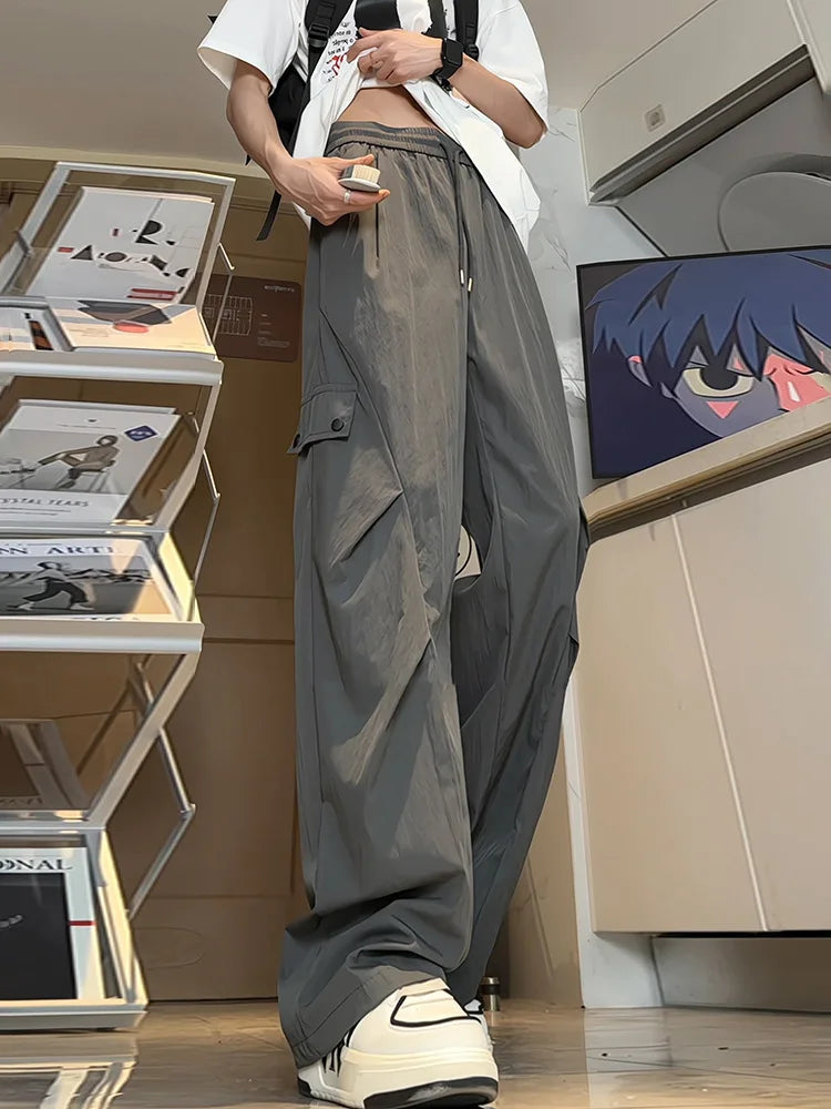 American Style Workwear Men's Summer Lightweight Tall Quick-Dry Trousers with Pleats for Hiking and Paratrooper