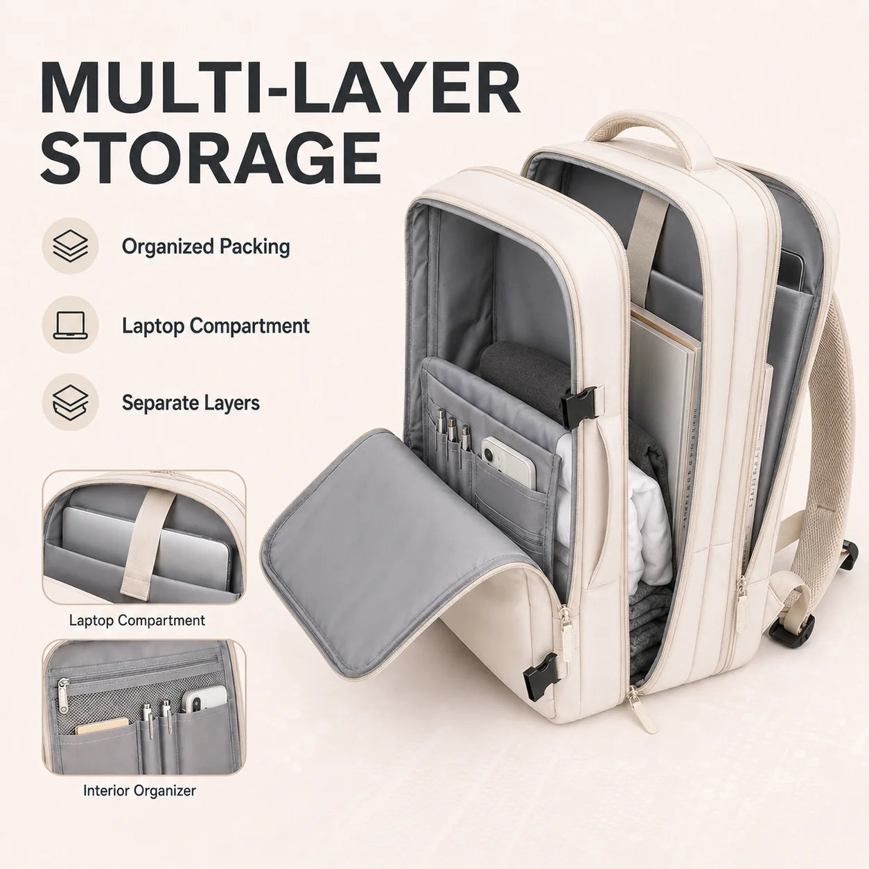 Buylor Travel Backpack Women Easyjet Backpack 45x35x20 Cabin Luggage Backpack for Airplane Large Capacity Carry On Laptop Bags