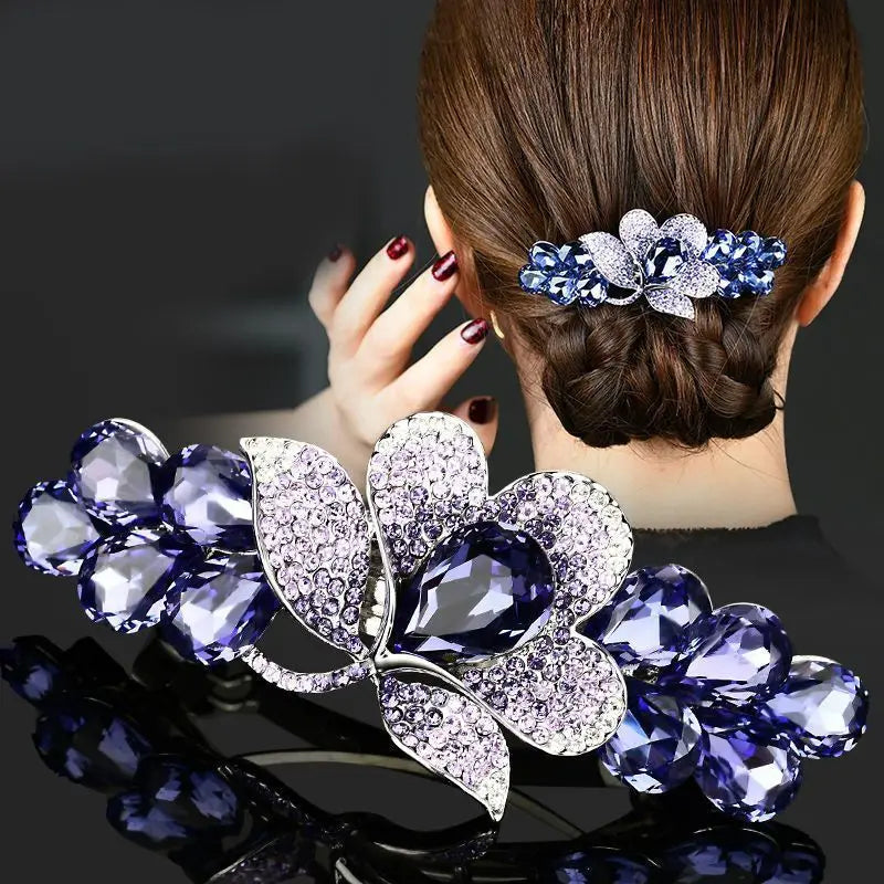 Korean Style Rhinestone Floral Hair Clip Mother Headdress Headpiece Female Hair Accessories Temperament Barrettes Hairpins BAZAARHUBO