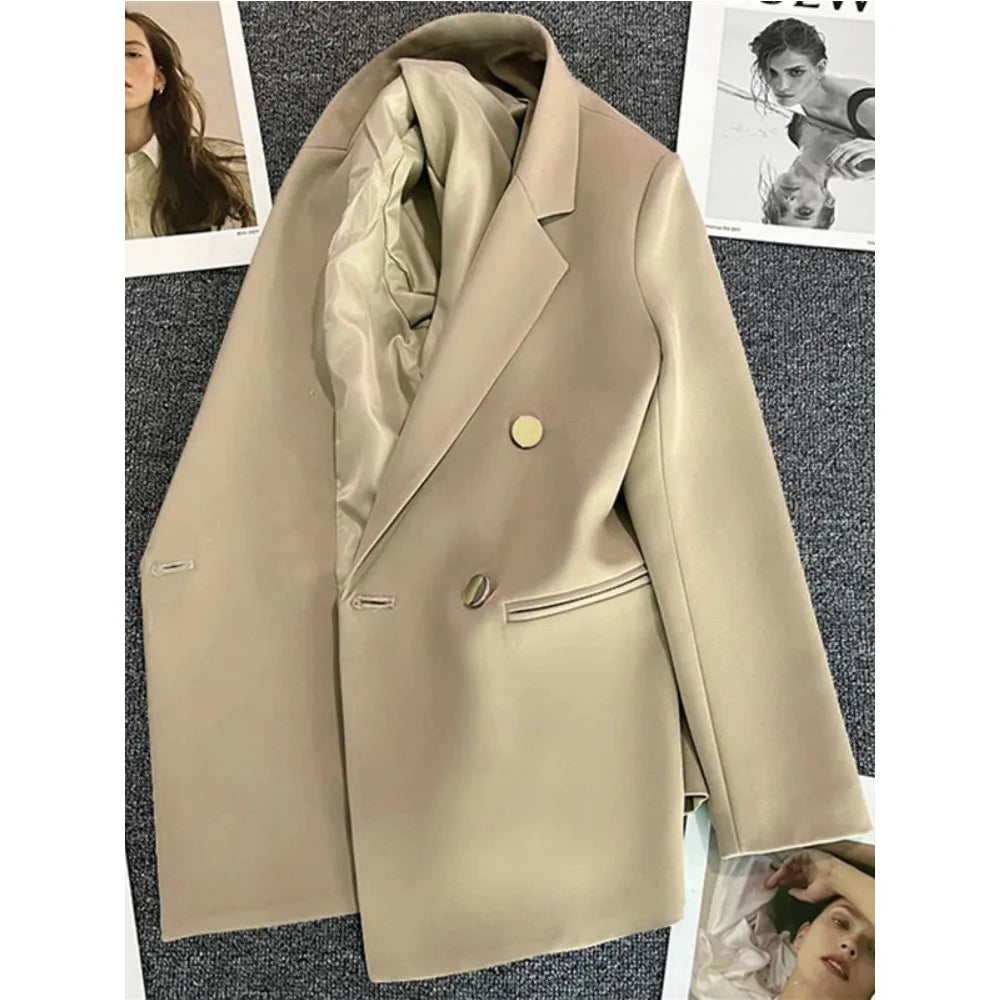 Women Blazer Luxury Double Breasted Jacket Korean Style 2025 Spring