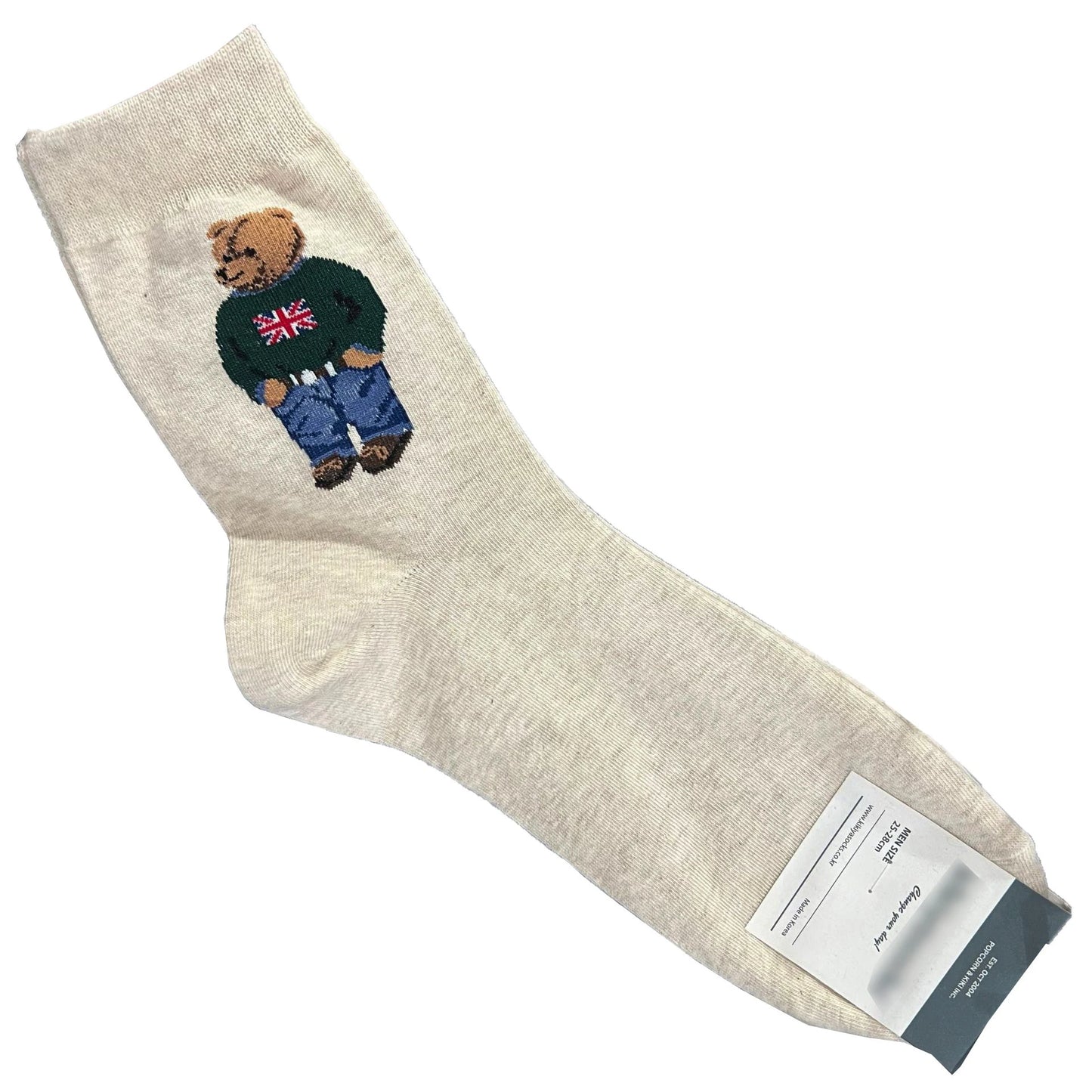 Good Quality Cartoon Gentleman Bear Men's Socks Cotton Harajuku Style Sport Boys Skateboard Novelty Breathable  Christmas Gifts