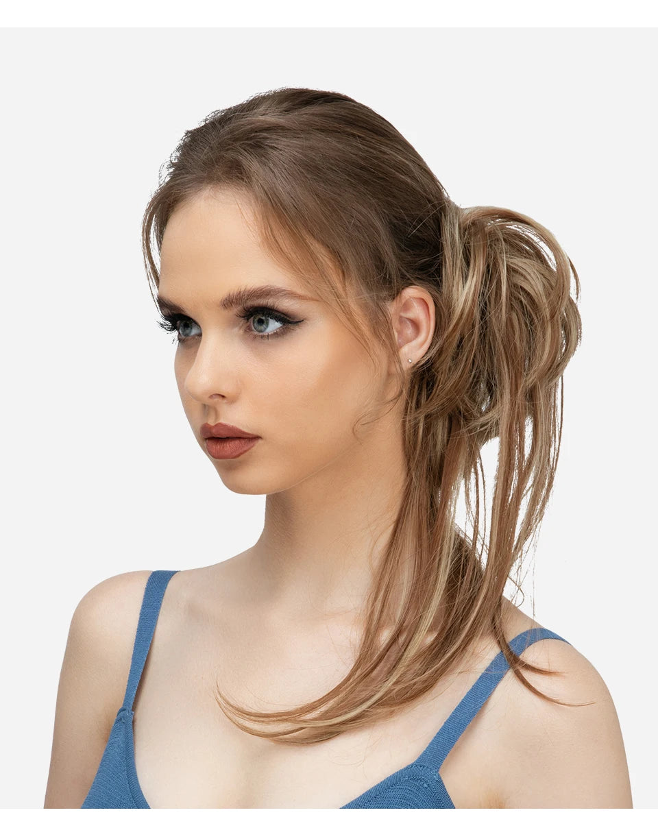 Synthetic Elastic Messy Bun Hairpieces Curly Scrunchie Black Blonde Brown Chignon Band Updo Donut For Women Natural Fake Hair