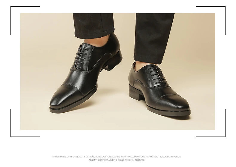 Genuine Leather Mens Dress Shoes Black Formal Social Shoe Male Business Wedding Derby for Man Luxury Italian Oxford Loafers 2024