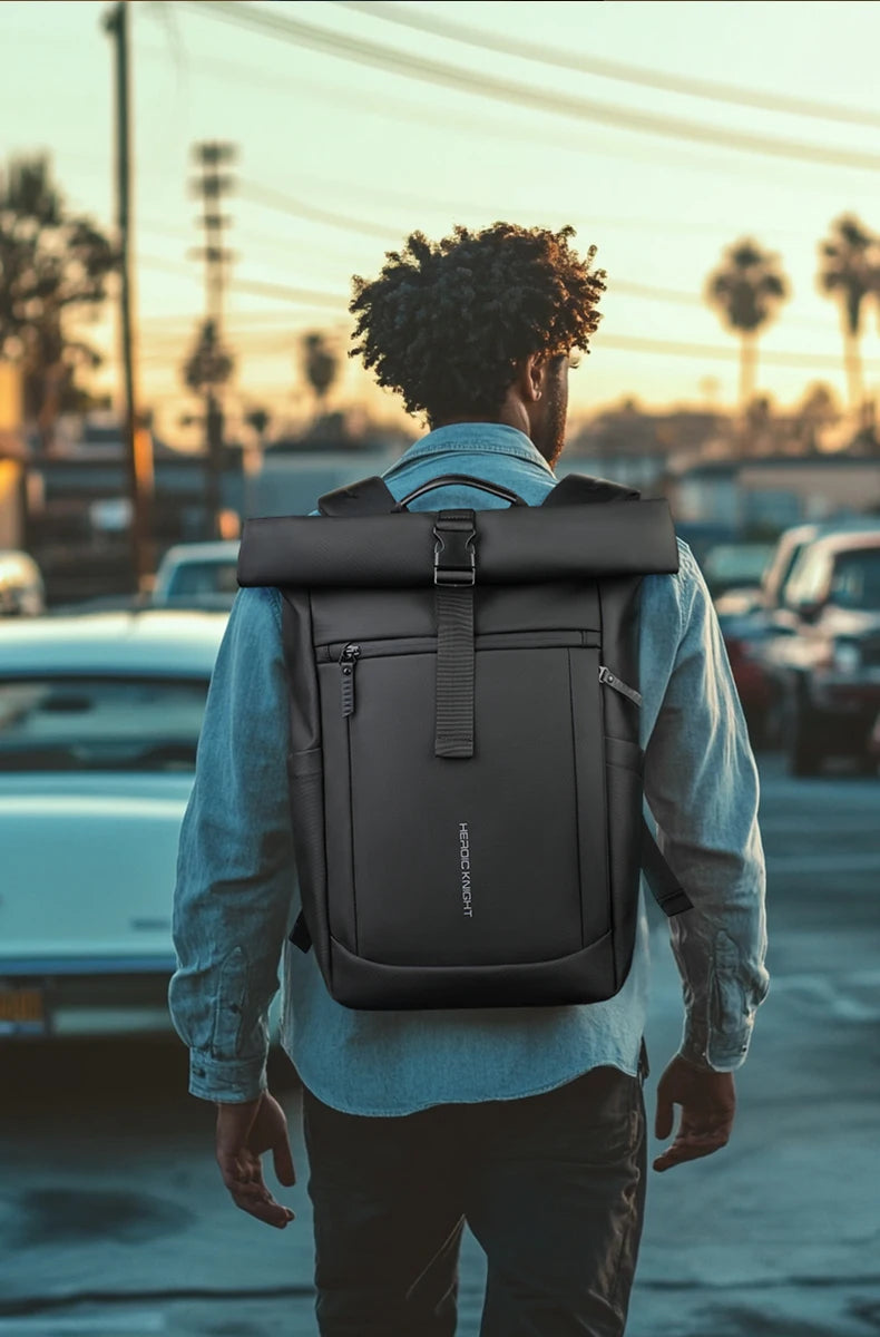 Heroic Knight Rolltop Laptop Backpack Expandable Water-Resistant Compartment Work Men's Stylish Backpack Casual Travel Backpack