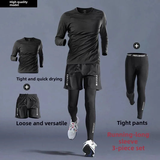 Training Jogging Tracksuits Running Outdoor Compression Suits Set 3PC Workout Tights Men Sports Suit Gym Sportswear Clothes