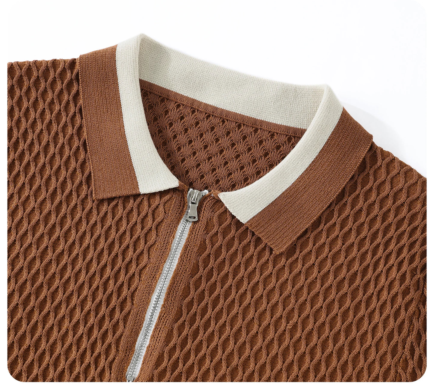 2026 Men's Casual V-Neck Knitted Jacquard Polo Shirt Solid Color Short Sleeve Solid Color Shirt Breathable Luxury Clothing B24