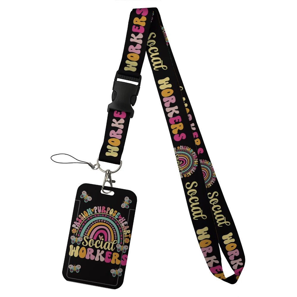 quotation card holder Lovely hanging rope  ID pass hang accessories holder lanyard Student  Bus passr protective Case
