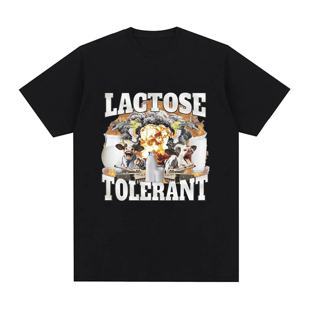 Milk Makes My Tummy Hurt T-shirt Lactose Tolerant Funny Meme Graphic T Shirt Men Fashion Vintage Hip Hop Short Sleeve T-shirts