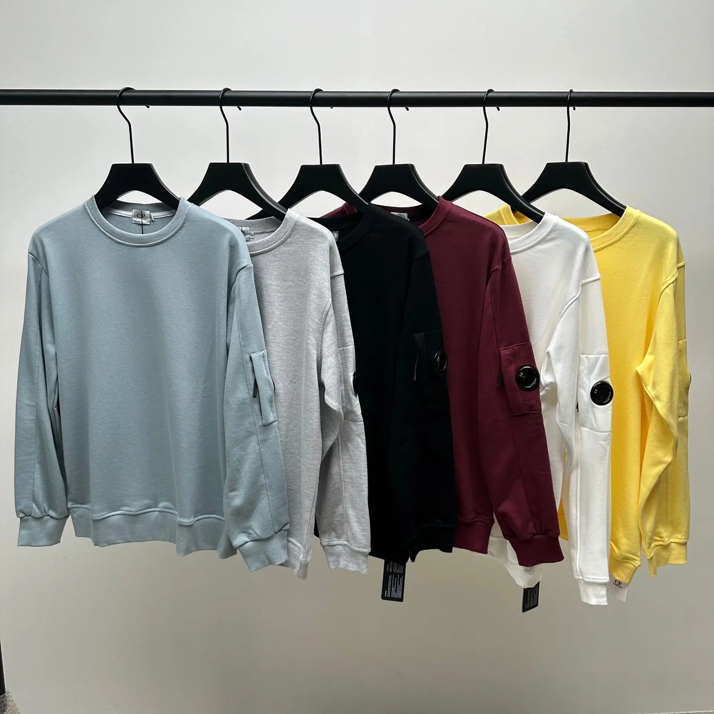 Prowow Men Solid Round Neck Sweatshirts Hip-hop Loose Sports Pullover Top Male Zipper Pocket Decoration Sports Shirt