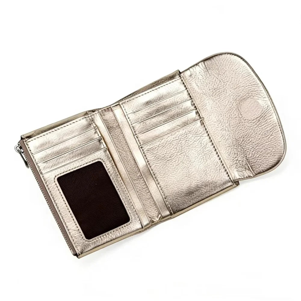 Short Genuine Leather Wallet Women RFID Card Holder Purse Ladies Mini Soft Real Cow Leather Clutch