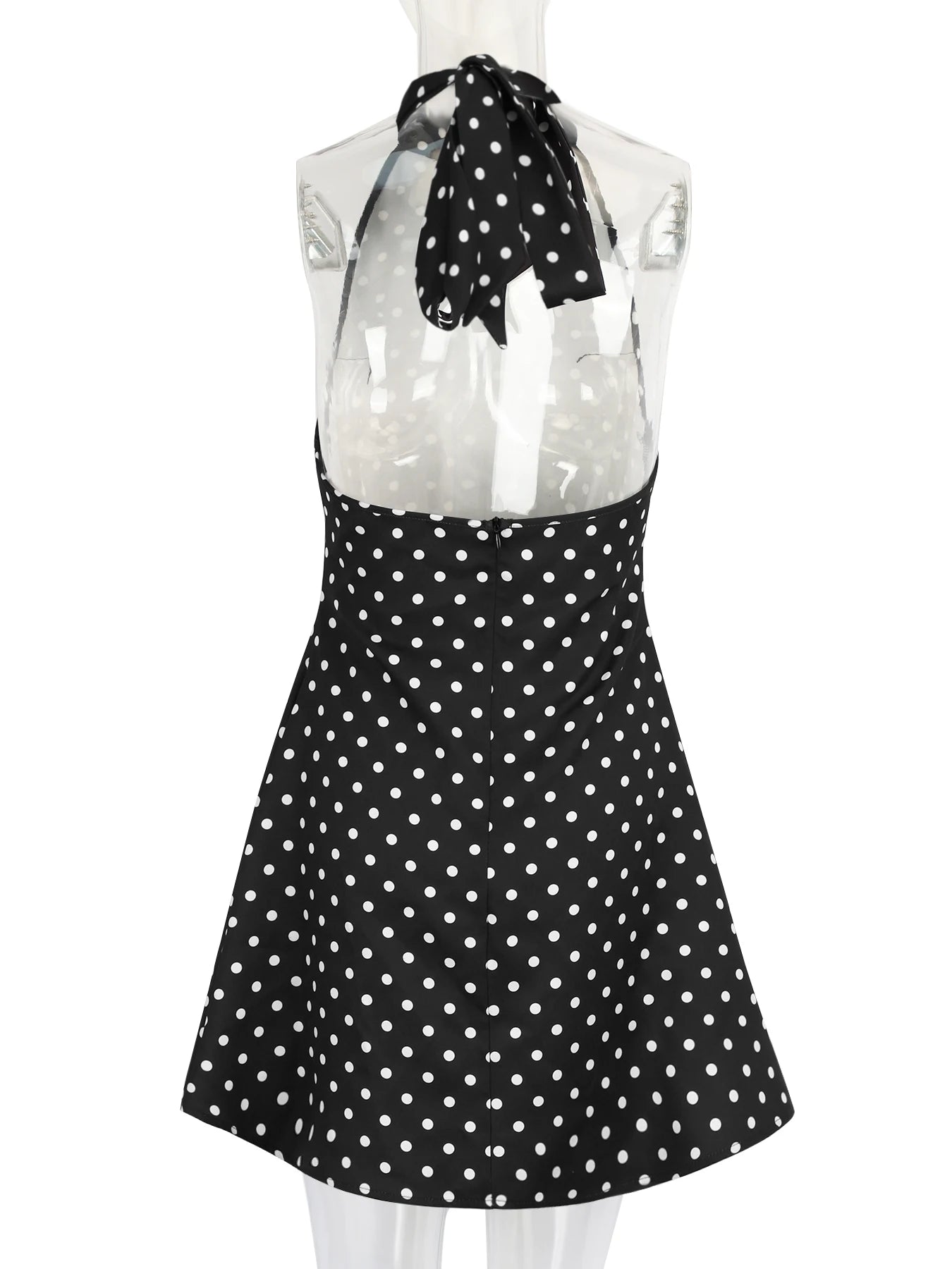 Talenza Polka Dot Mini Dress For Women Summer Off Shoulder Sleeveless Backless Halter Dress Female Elegant Party Slim Dress 2025