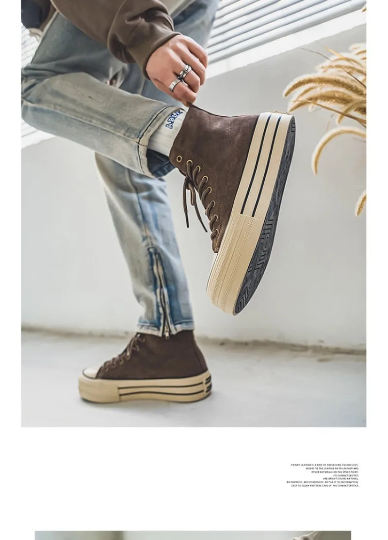 Couple Sneakers Classics Denim Canvas Shoes Fashion High Top Casual Shoes Platform Vulcanized Shoes for Men Lace Up Ankle Boots