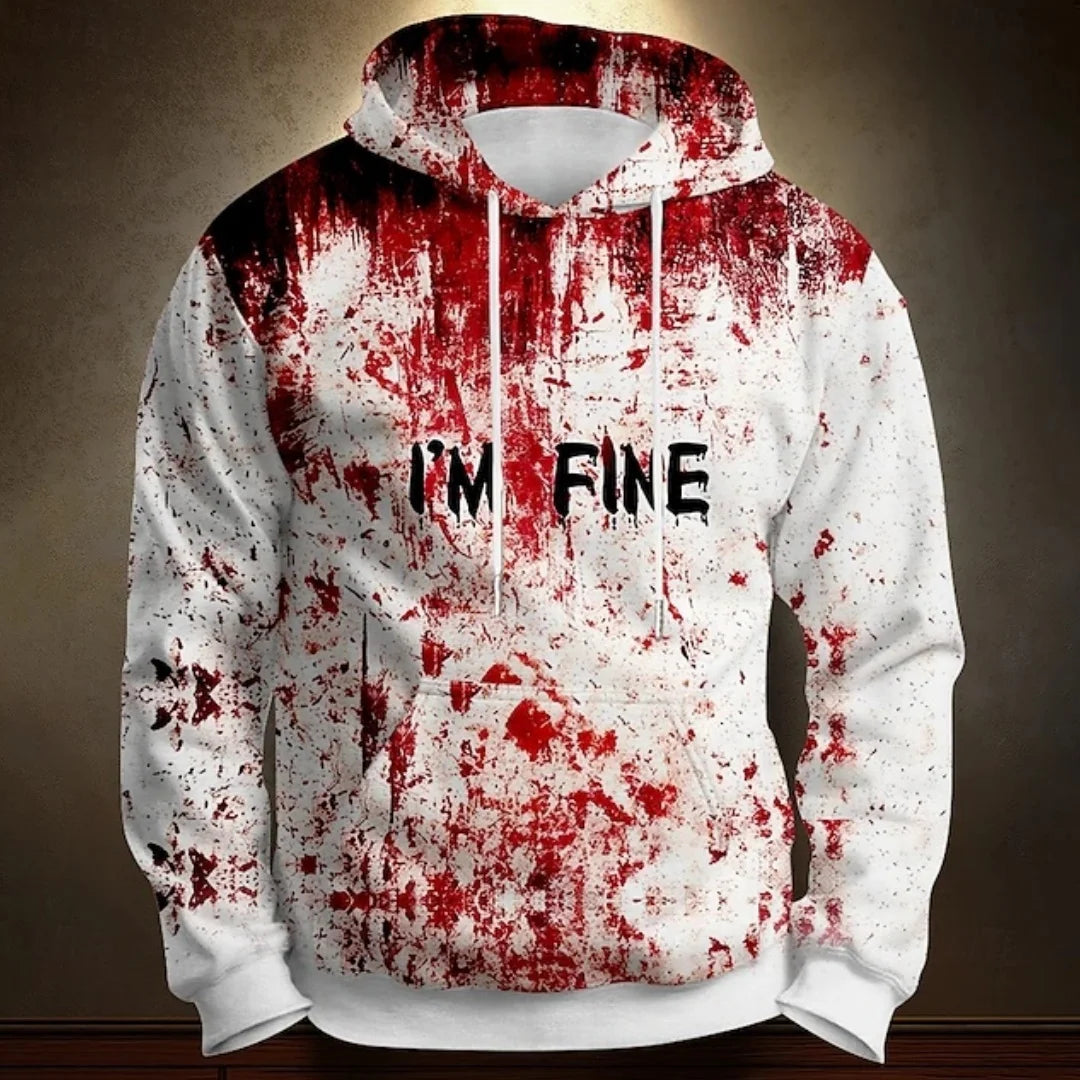 Halloween Men's Hoodie Blood Stain 3D Print Sweatshirt Exaggerated  Long Sleeve Sweatshirt Hoodie Oversized Men's Clothing BAZAARHUBO