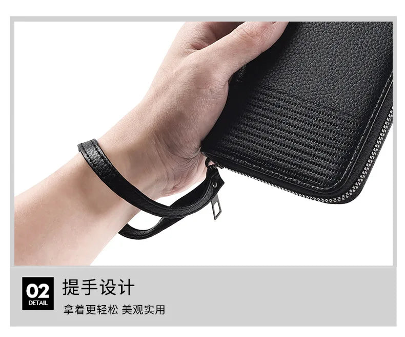 New Color Men`s Long Wallet For Men Rfid Blocking Clutch Organizer Zipper Leather Business Id Credit Card Holder Purse 2024 New