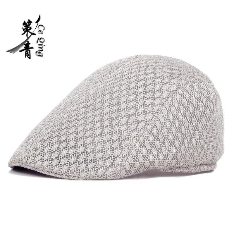 Big Head 58-61cm Summer Men Newsboy Breathable Cap Mesh Cabbie Golf Driving Sun Flat Beret Hats Caps Visors BAZAARHUBO
