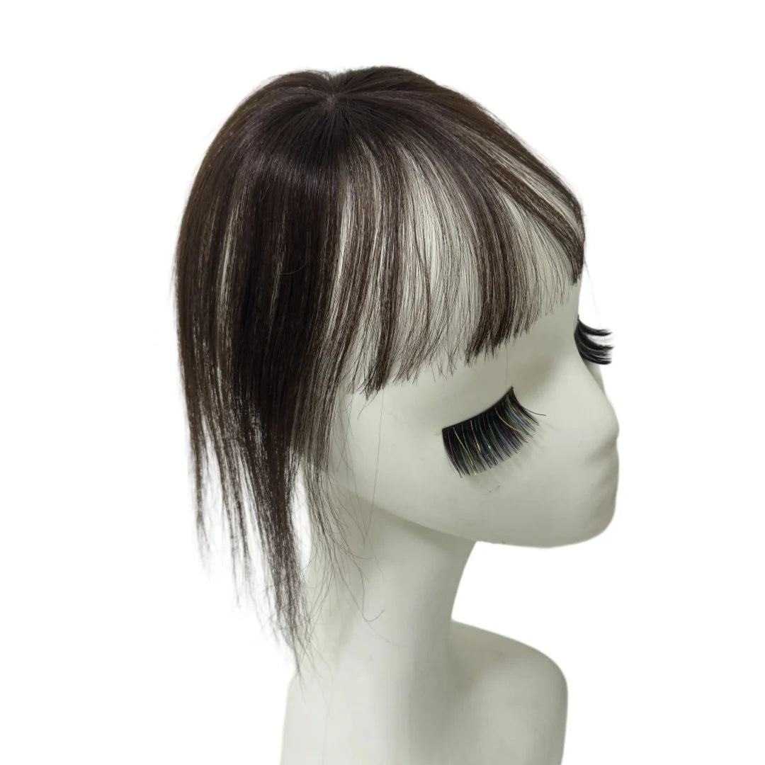 360° Coverage Natural Black Human Hair Bangs Clips in Hairpieces for Women False Natural Bangs with Thinning Hair Extensions
