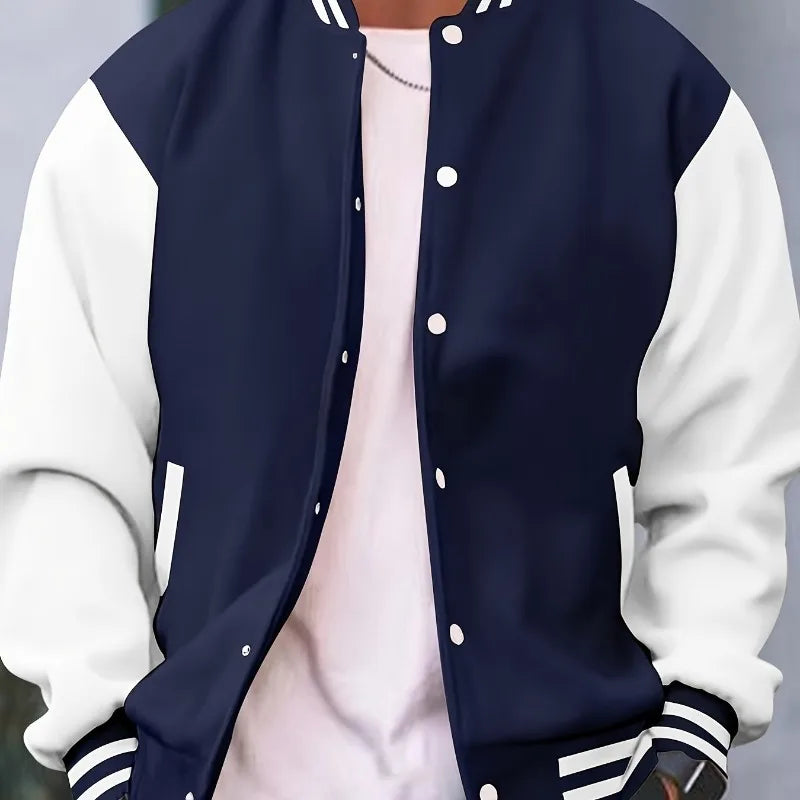 American Men's College-Style Baseball Jacket, Autumn/Winter Outdoor Sports Jogging Coat, Korean Fashion Casual Couple Jacket