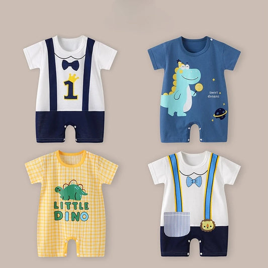 Korean Baby Bodysuits - Summer Short Sleeve Onesies for Newborns, Thin & Breathable Unisex Rompers