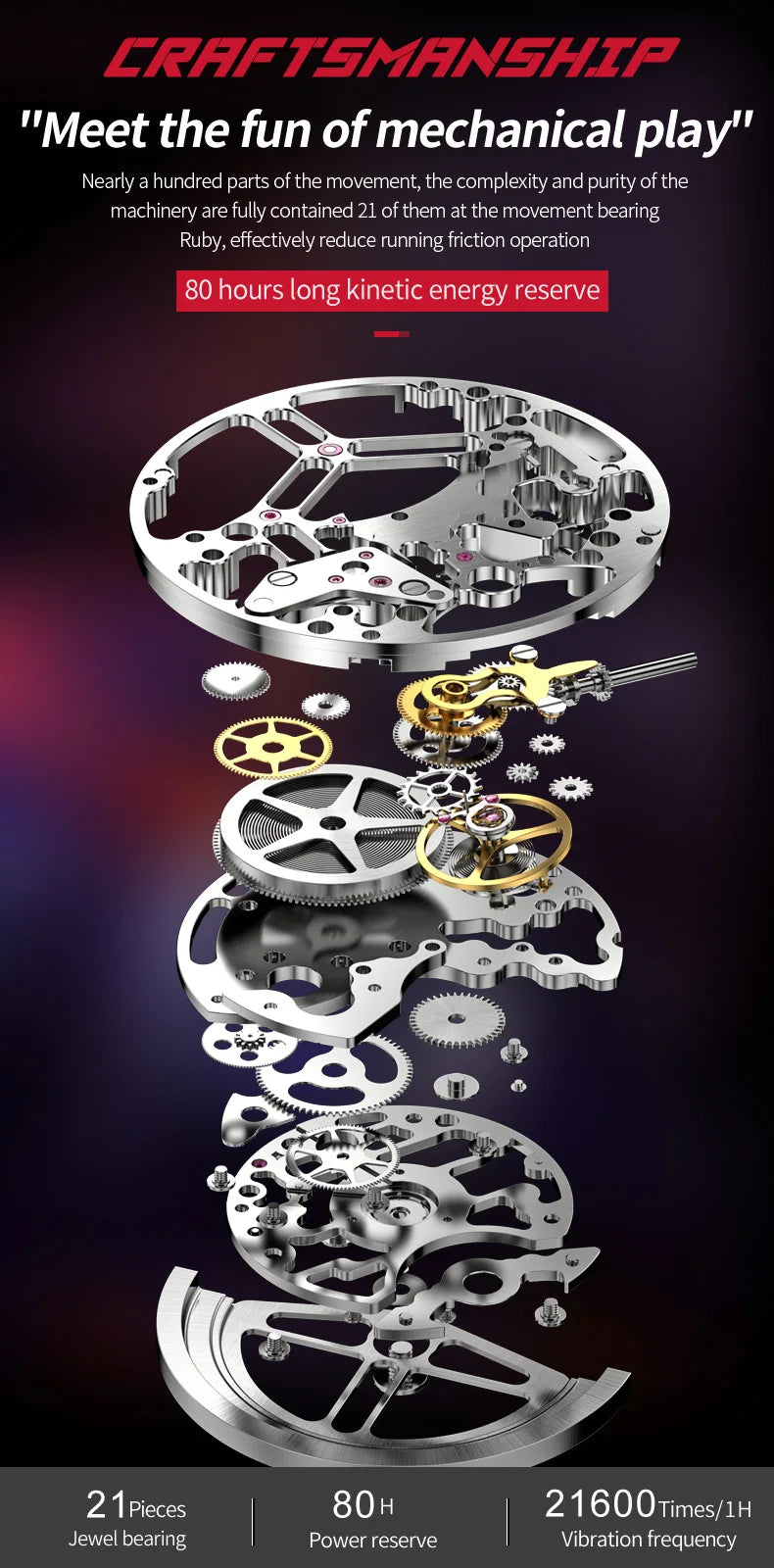 OUPINKE 3179 Automatic Watches for Man Silicone Strap Sapphire Mirror Waterproof Skeleton Tonneau Mechanical Men's Wristwatches