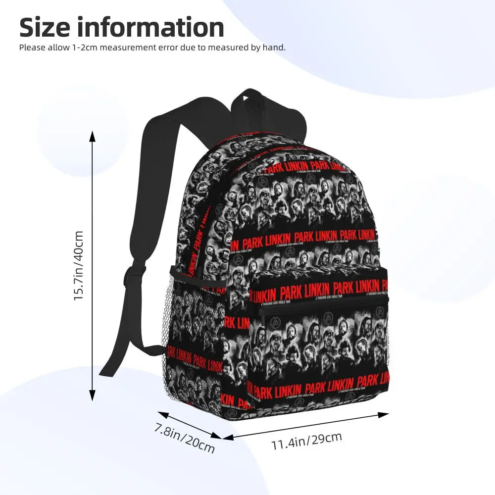 L-Linkin-S P-Park-S Band Student Backpack School Bag Hiking Travel Daypack for Boys Girls Fashion Bookbag Shoulder Bags