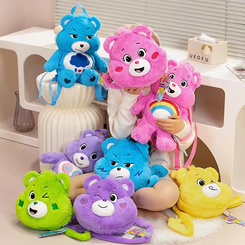Care Bears Plush Backpack Kawaii Fashion Plushie Doll Fur Bag Girl's Bag Children's Bag Shoulder Bag Knapsack Bags Gifts