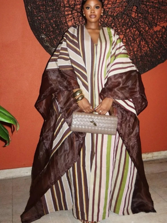 Dashiki African Dresses for Women Summer Fashion African V-neck Long Sleeve Plus Size Long Maxi Dress Kaftan Abaya Dress Outfits