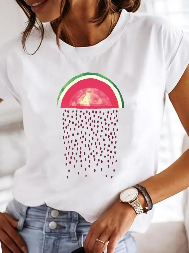 Women's Short-sleeved Explosive Insect Butterfly Dragonfly Print Round Neck T-shirt Women Clothes  Oversized T Shirt  Harajuku
