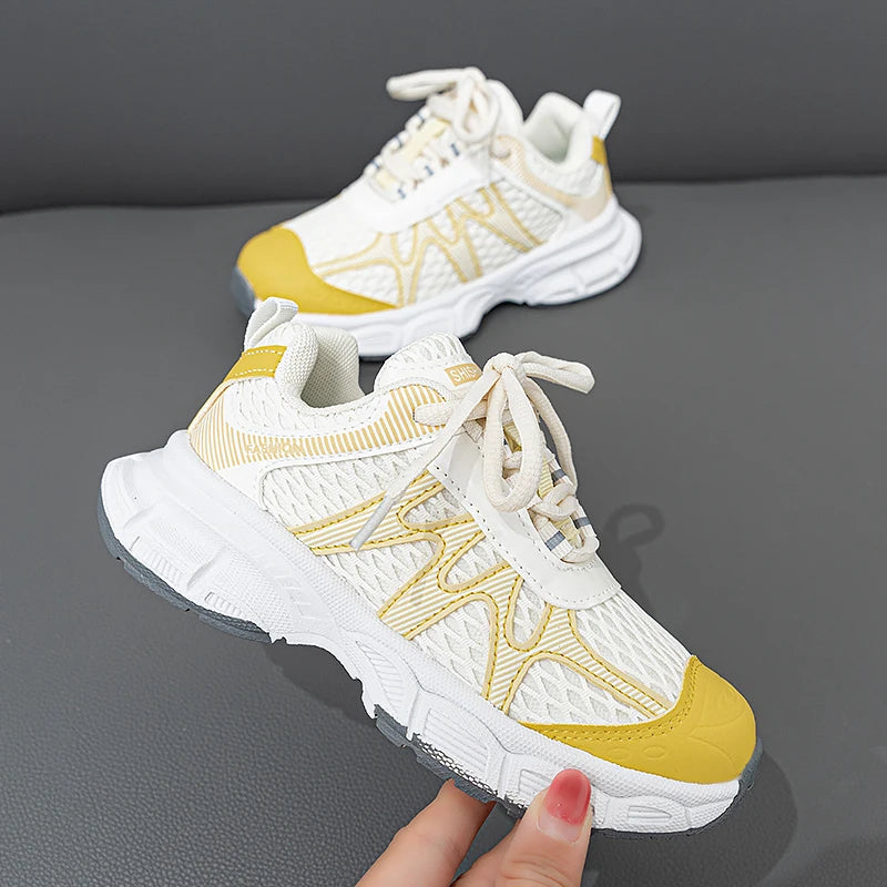 Kids Casual Shoes for Boys Girls Fashion Classic Air Mesh Summer Breathable Children Sports Running Sneakers Lace-up Non-slip