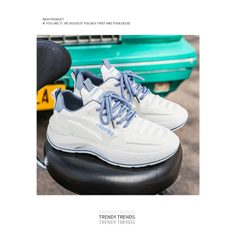Summer 2026 Men's Thick Sole Sneakers Breathable Casual Running Shoes Streetwear Lightweight Trendy Footwear
