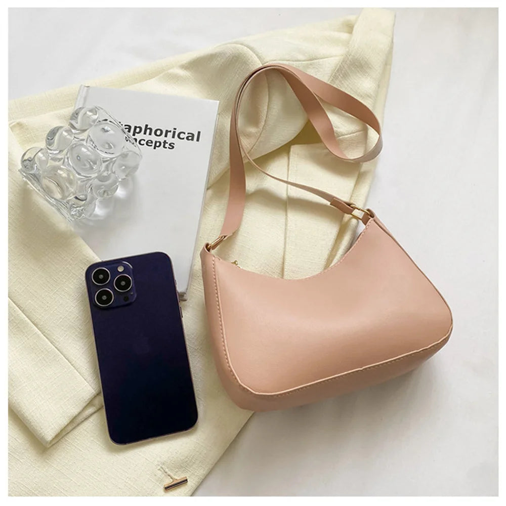 WOMEN'S Bag Underarm Bag  Handbags Retro Solid Color PU Leather Shoulder Underarm Bags Casual Women Hobos Handbags