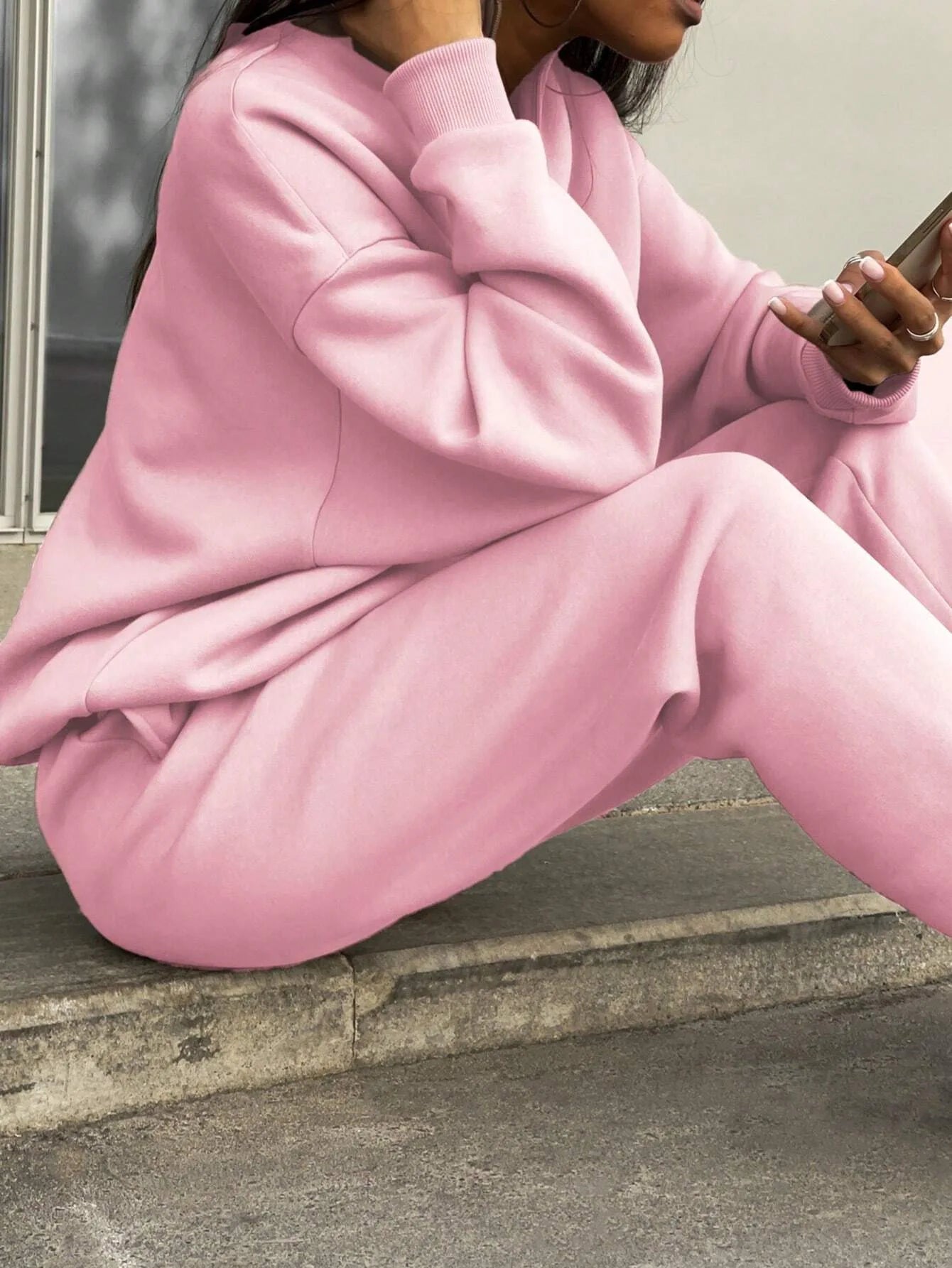 2026 Casual Pants Sets for Women Loose Long Sleeve Zipper Pullover Elastic Waist Trousers Two-piece Sets Women Tracksuit Outfits