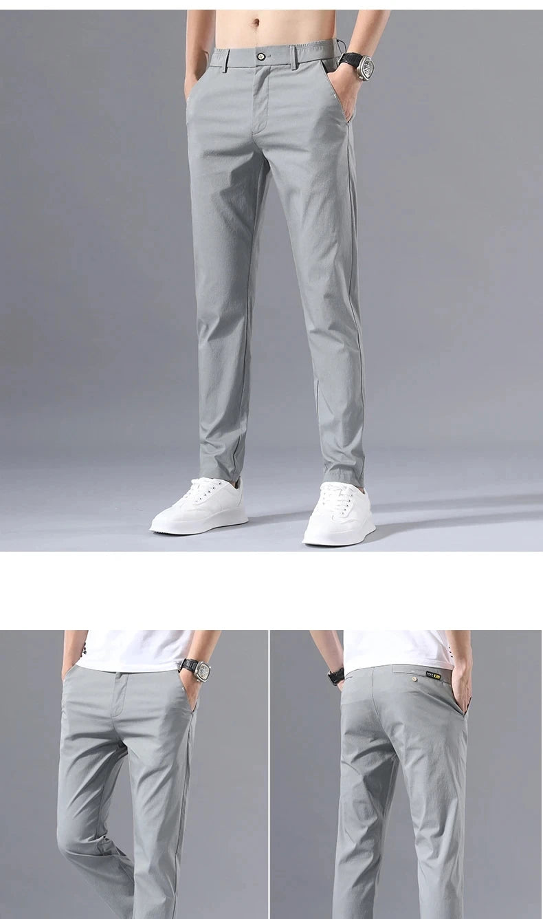 2025 Spring Autumn Thin Slim Men Casual Pants Classic Business Cotton Stretch Golf Trousers Korean Fashion Male Clothing Pants