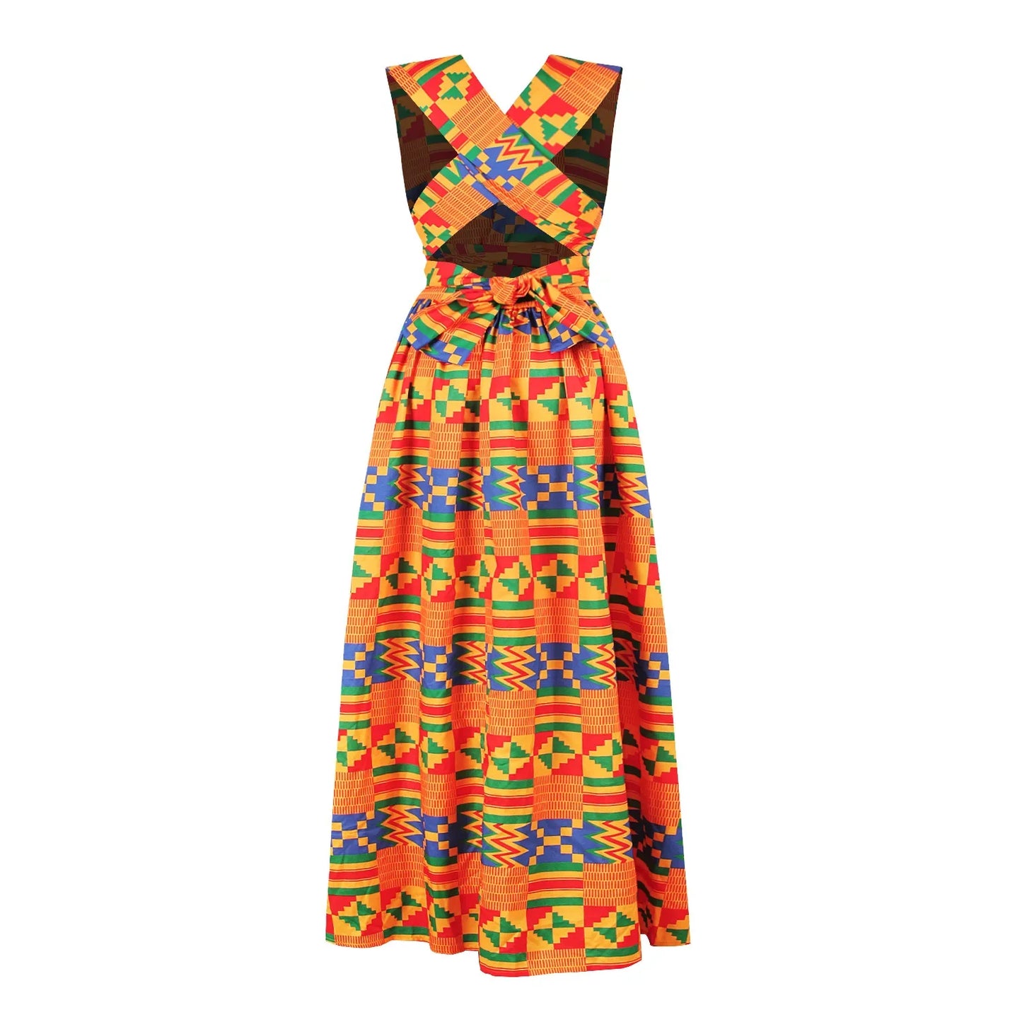 African National Sexy Sleeveless Women Dress Fashion Off Back Print Lady Party Dresses Vintage Casual Long Dress Africa Clothing