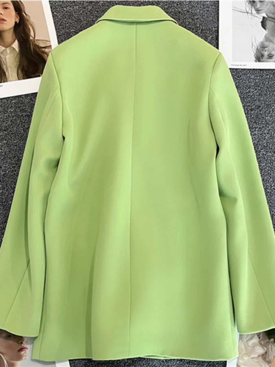 Women Blazer Luxury Double Breasted Jacket Korean Style 2025 Spring