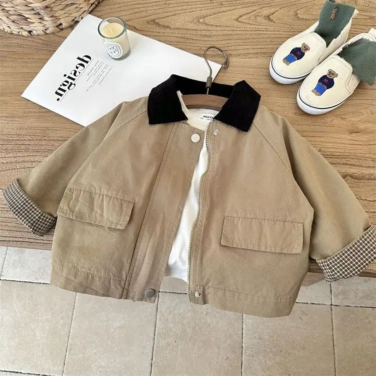 Kids Windbreaker New 2026 Spring Autumn Fashion Korean Casual Baggy Simple Style