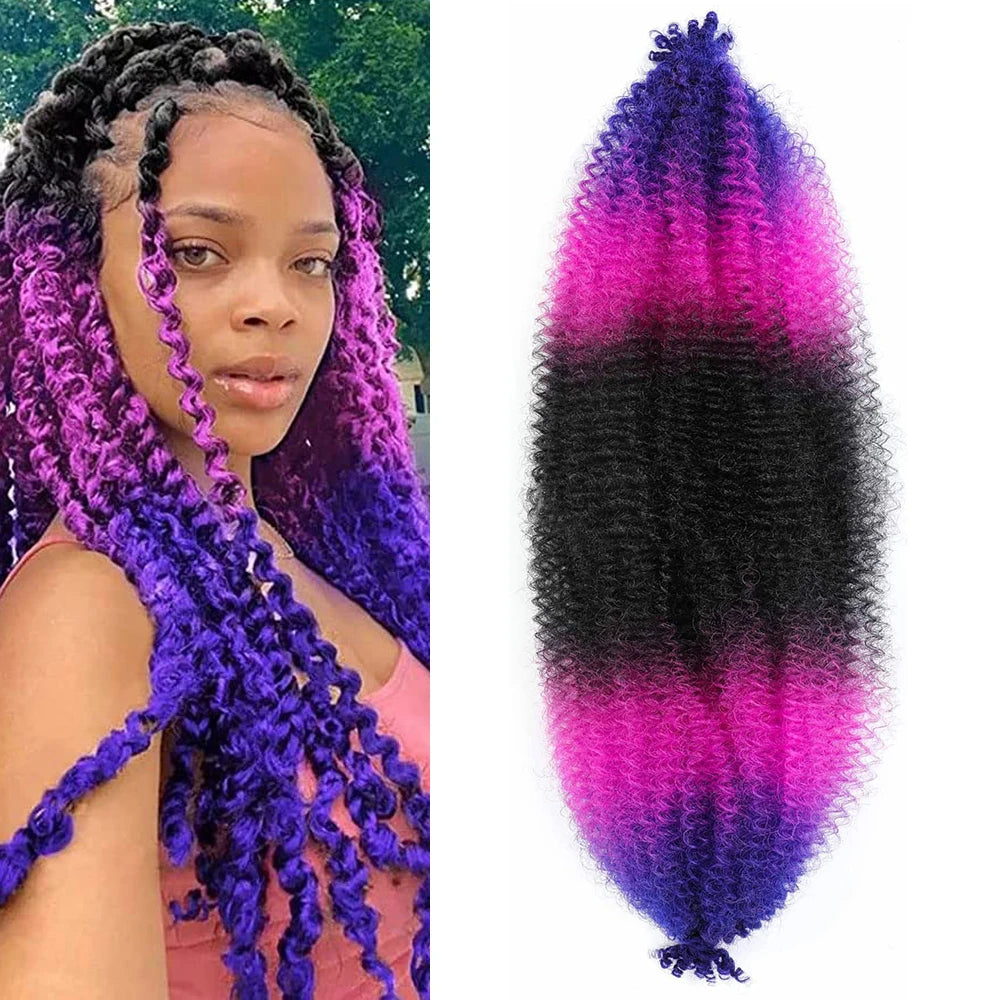 Pre-Separated Springy Afro Twist Hair 24 Inch 3 Tones Soft Locs Marley Twist Synthetic Braiding Hair Extension For Black Women