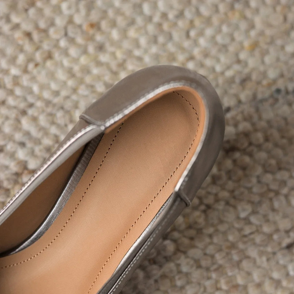 【JOCHEBED HU】Brand Genuine Leather Square Toe Women Pumps Slip Mid Heels Solid Color Dress Party Spring Autumn Shoes Handmade