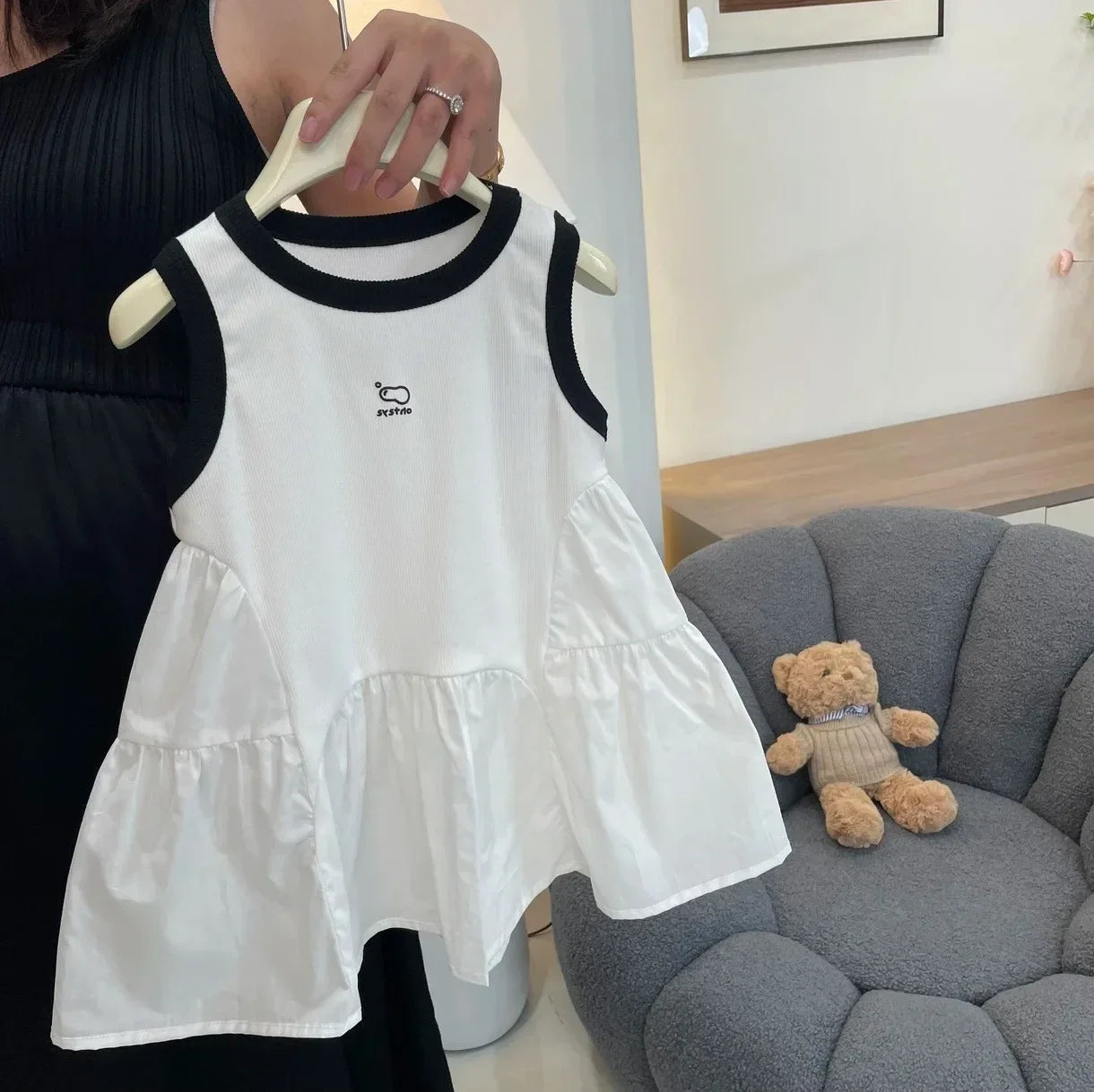 New Korean Kids Dresses for Girls Cute Casual Tank Dress Baby Girls Kawaii 2025 Summer Dress Toddler Girl A-line Dress 2-8y