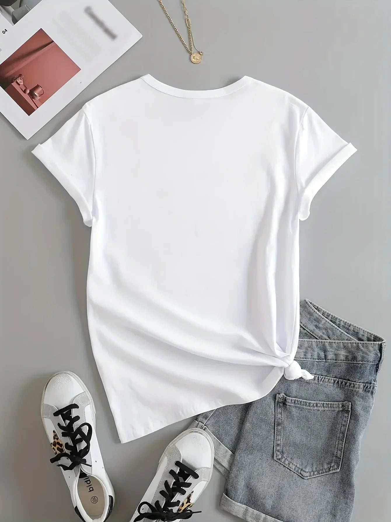 Cute Bear Print T-shirt Short Sleeve Crew Neck Casual Top For Summer & Spring Women's Clothing T Shirt Female Tops Streetwear