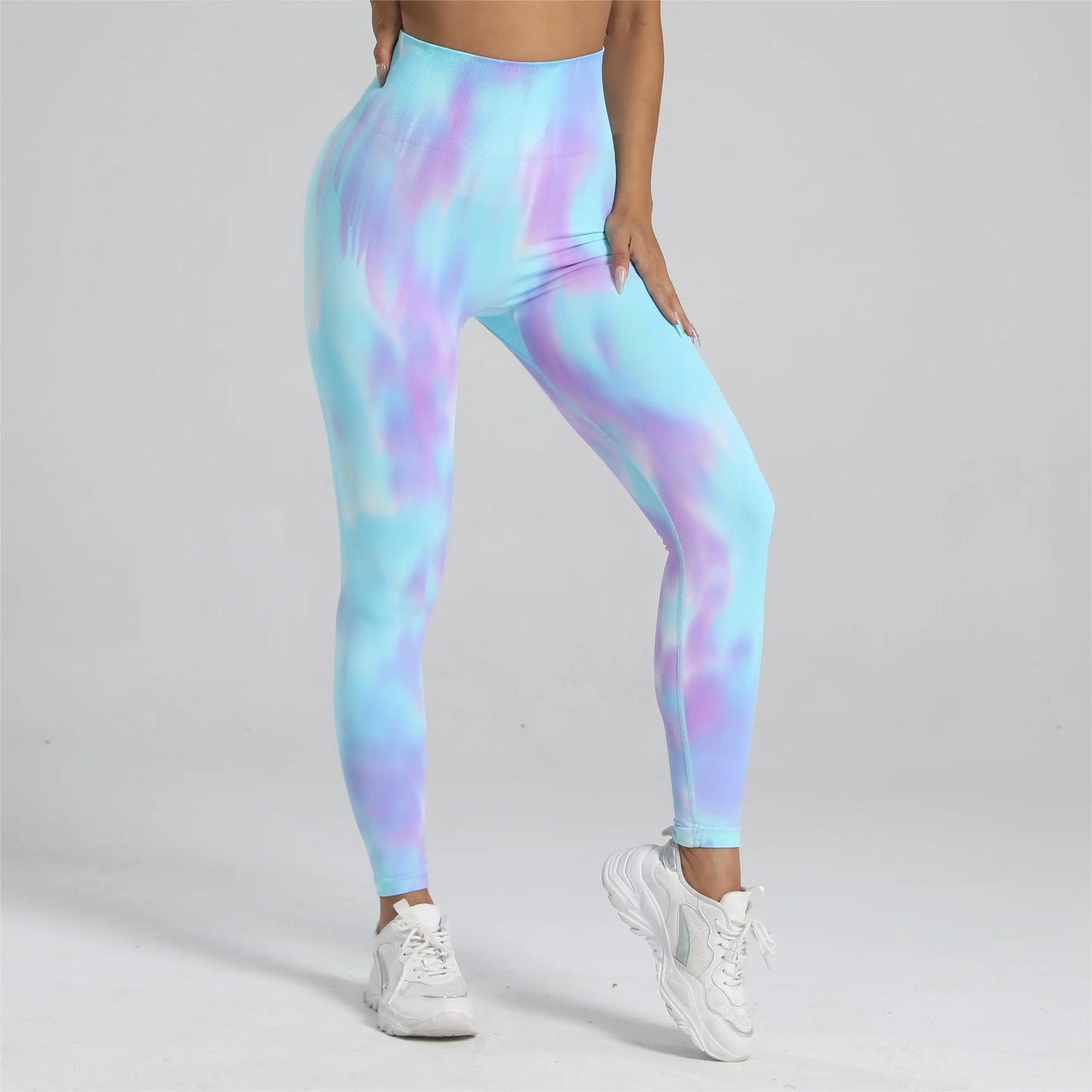 New Tiedye Gym Leggings Seamless Women Push Up Stretch Pants Scrunch Sports High Waist Booty Lifting Workout Yoga Leggins Nylon